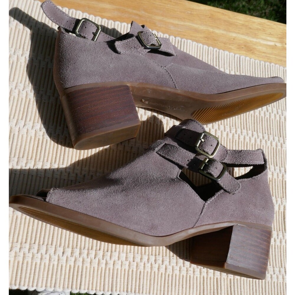UGG Koolaburra Sophy Shootie Peep Toe Bootie Sandal Shoe Brown Suede Buckle 8.5